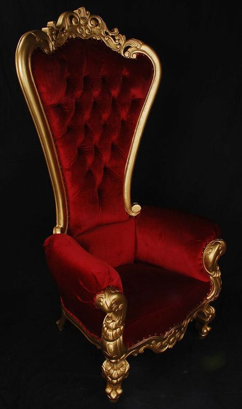 Carved Mahogany Louis XV Beregere Armchair Regal Throne Chair Gold & Red #ElegantAccents #FrenchLouisStyle Medieval Movies, Royal Chair, King Chair, Chair Diy, Best Leather Sofa, Royal Furniture, Colorful Bedding, Chair Collection, Throne Chair