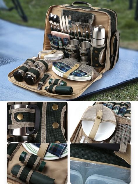 Portable 4 Persons Picnic Backpack Set Outdoor Camping Travel BBQ Picnic Bags Lunch Bag With Outdoor Camping Tableware Cup Set _ - AliExpress Mobile Picnic Backpack, Bbq Picnic, Backpack Set, Picnic Set, Bag Pack, Picnic Bag, Backpack Travel, Patio Designs, Backyard Patio Designs