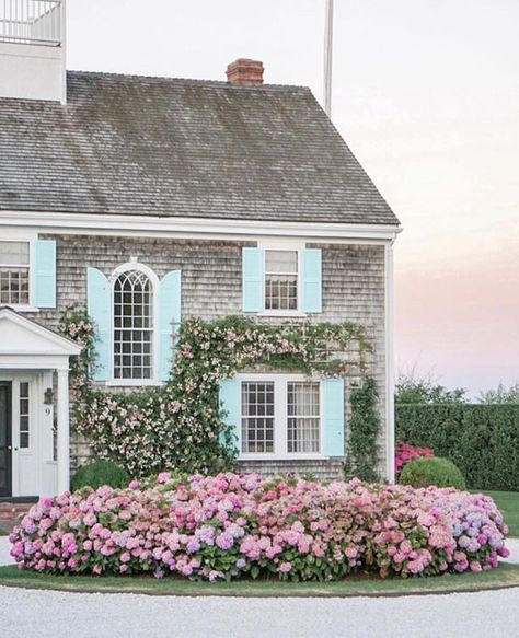 French Country Fridays - Bedrooms, Bathrooms, and Trends vs. Fads! White Bungalow, Nantucket Home, Blue Shutters, New England Homes, Modern Cottage, House Exteriors, House Goals, Style At Home, Summer Dream