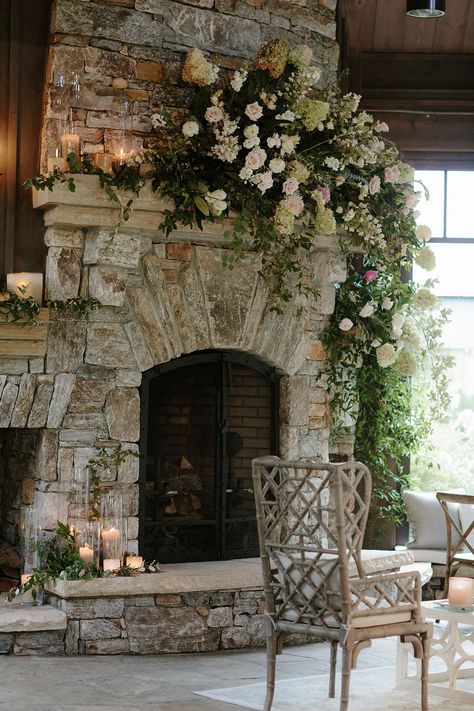 Old Edwards Inn, Wedding Flowers Hydrangea, Lush Wedding, Fireplace Mantle Decor, Hydrangeas Wedding, East Coast Wedding, Apple Trees, Floral Chandelier, Wedding Flower Inspiration