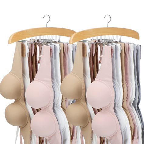 Hanger Hook Ideas, Bra Hanging Ideas, Bra Hanger Diy Ideas, Rotating Hanger Wardrobe, How To Store Bras, Diy Bra Hanger, Bra Storage Ideas Diy, Bra Storage Ideas, Hanging Bra Storage