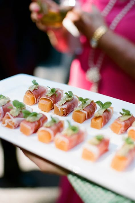 Prosciutto Appetizer, Wedding Canapes, Italian Buffet, Wedding Appetizers, Reception Food, Appetizer Menu, Wedding Reception Food, Water Wedding, Australian Garden