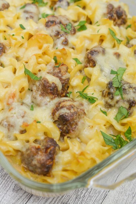 Swedish Meatball Noodle Bake Recipe Swedish Noodle Bake, Swedish Meatball Casserole, Swedish Meatball Bake, Swedish Meatball Noodle Bake, Meatballs And Noodles Swedish, Swedish Meatball Bake With Frozen Meatballs, Baked Swedish Meatballs And Noodles, Swedish Meatball Noodle Bake 12 Tomatoes, Moist Meatballs