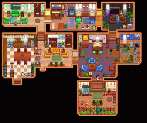 stardew valley house design Stardew Valley Vanilla, Stardew Interior, Vanilla Interior, Stardew Valley House, Stardew Farms, Stardew Valley Layout, Stardew Valley Farms, Farm Layout, Stardew Valley