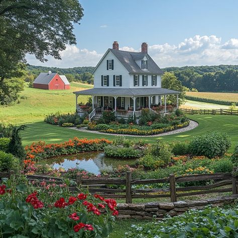 Fancy Country House, Angie Bellemare House, Houses With Lots Of Windows, Historic Farmhouse Exterior, Big Country Homes, White Rustic House, Aesthetic Farmhouse, House In The Mountains, Dream Life House