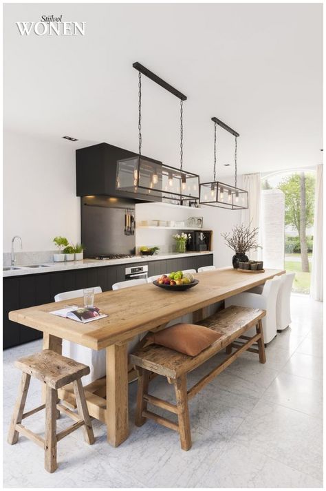 Kitchen Furniture Design Modern, Kitchen Island Dining Table Combo, Narrow Dining Tables, Kitchen Island Dining Table, Small Bathroom Remodel Designs, Bohemian Dining Room, Modern Bathroom Interior, Modern Dining Tables, Narrow Kitchen