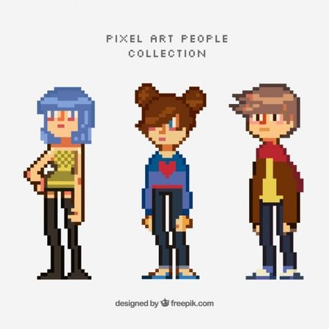 Pixelated teenagers set Free Vector | Free Vector #Freepik #freevector #people #character #cartoon #art Pixel People Art, Pixel Art Person, Pixel Art Cartoon, Pixel Avatar, Pixel People, People Character, Pixel Character, Cartoon Rose, Voxel Art