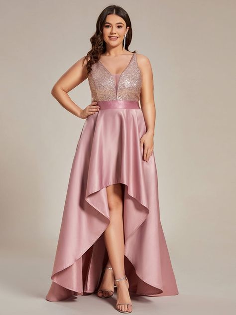 High Low Sleeveless Plus Size Dresses With Sequin for Evening classy bridesmaids dresses, sondra celli dresses, umgee dresses #dresses2021 #dressesperth #dresseslover Plus Size Fashion For Women Indian, Plus Size Evening Dress, High Low Party Dresses, Dresses Materials, Prom Dresses Sparkly, High Low Prom Dress, Sparkly Prom Dresses, High Low Prom Dresses, Asymmetric Skirt