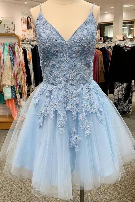 Homecoming Dresses Blue, Blue Lace Prom Dress, Mini Homecoming Dresses, Quince Dress, Marine Uniform, Satin Short, Party Kleidung, Blue Tulle, Dresses Homecoming