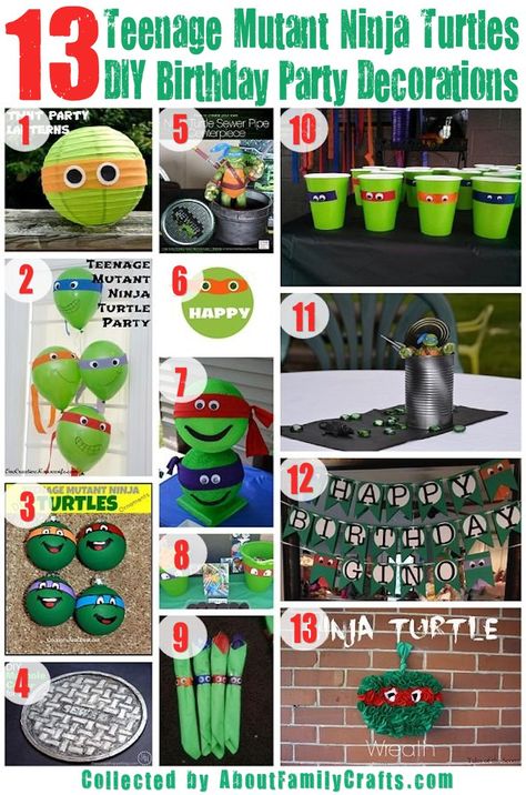 75+ DIY Teenage Mutant Ninja Turtles Birthday Party Ideas | About Family Crafts Diy Ninja Turtle Party, Tmnt Party Decorations, Ninja Turtle Birthday Decorations, Turtle Birthday Decorations, Turtles Birthday Party Ideas, Ninja Turtles Birthday Party Ideas, Teenage Mutant Ninja Turtles Birthday, Ninja Turtles Birthday, Mutant Ninja Turtles Party