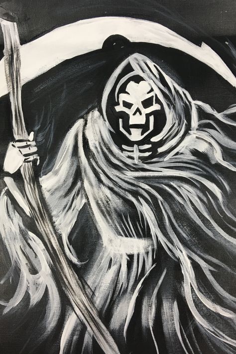 Grim Reaper Painting Acrylic, Grim Reaper Painting, Reaper Painting, Acrylic Painting For Beginners, Acrylic Painting Techniques, Acrylic Painting Tutorials, Painting Art Projects, Grim Reaper, Painting Tutorial