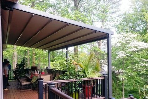 Deck Awning Ideas, Awning Ideas, Pergola Awning, Deck Awnings, Shades Of Cool, House Awnings, Aluminum Awnings, Awning Shade, Cool Deck