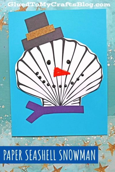 Paper Seashell Snowmen - Kid Craft Idea For Winter Wonderland Diy Decor, Christmas In July Crafts, Lobster Crafts, Easy Kids Christmas, December Crafts, Beyond Borders, Santa Crafts, Summer Christmas, Kid Craft