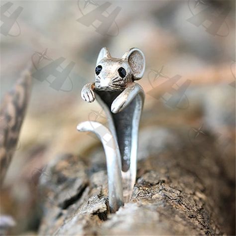 Rat Animal, Animal Wedding, Mouse Ring, Rings Vintage, Animal Rings, Trendy Ring, Estilo Hip Hop, Retro Jewelry, Cuff Rings