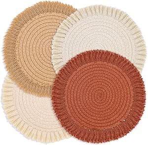 Neutral Fall Decor Ideas, Boho Placemats, Fall Pots, Natural Placemats, Coloring Placemats, Kitchen Trivets, Neutral Fall Decor, Kitchen Table Decor, Bohemian Colors