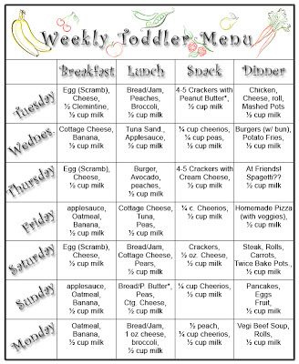 Weekly toddler menu Meal Plan For Toddlers, Toddler Menu, Baby & Toddler Food, Toddler Lunches, Grow In Grace, Kids Menu, Toddler Snacks, Baby Eating, Kielbasa