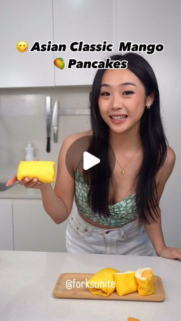 @forksunite on Instagram: "Have you been wanting to try something new in the kitchen? Try making these fun and tasty Asian Classic Mango 🥭 Pancakes 😌🤌 #asianpancakes #mangopancakes #simpleingredients #sweetandfluffy #asianfood #honeygold #sweettreats #mango Need help with AMAZING recipes? Follow for more! 😌 🎥 Via: catherine.desserts FULL RECIPE IN BIO" Catherine Desserts, Asian Breakfast Recipes, Asian Pancakes, Mango Pancakes, Korean Pancake, Quick Dessert, Delicious Snacks, Delicious Snacks Recipes, January 4