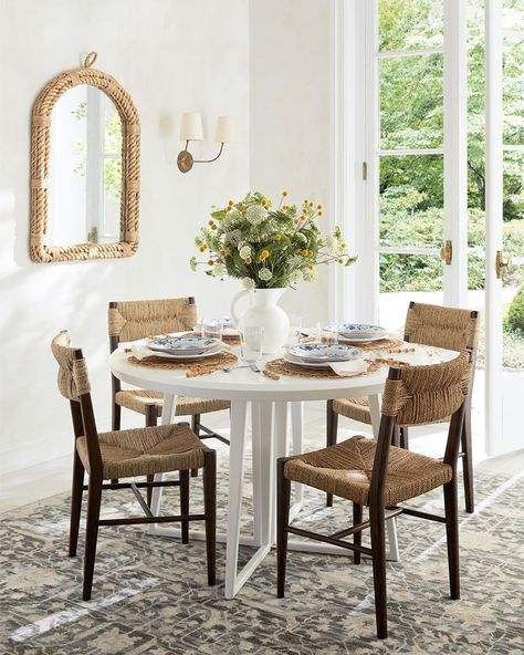 Serena & Lily on Instagram: “Ground your look. Achieved with dynamic detail, our Orleans Rug is a testament to the exceptional artistry of hand-knotted textiles.…” Serena And Lily Portside Chair, Serena And Lily Dining Room, Rattan Placemat, Nautical Rope Mirror, San Francisco Design, Serena Lily, Serena And Lily, Serena & Lily, Seeded Glass