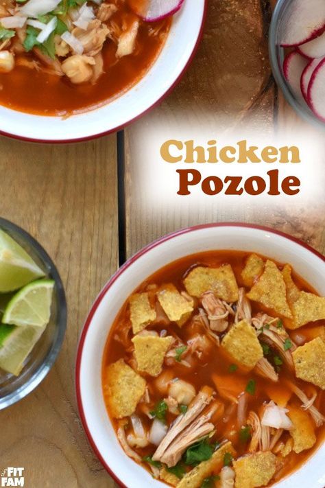 love this red pozole recipe that uses chicken instead of pork! This is perfect to warm you up on those cold winter nights! We love making it around Christmas time #mexicanfood Red Pozole, Pozole Rojo Recipe, Mexican Pozole, Chicken Pozole, Pozole Recipe, Easy Christmas Dinner, Authentic Mexican Recipes, Dried Chili Peppers, Mexican Dinner Recipes