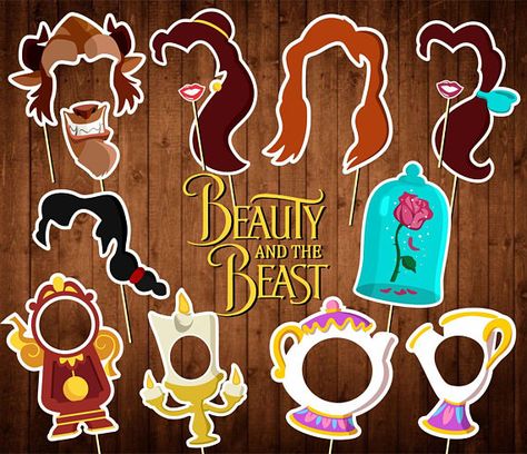 Disney Photobooth, Quinceanera Photo Booth, Beauty And The Beast Quinceanera, Princess Photo Booth, Beauty And Beast Birthday, Christmas Photo Booth Props, Beauty And Beast Wedding, Printable Props, Photobooth Props Printable