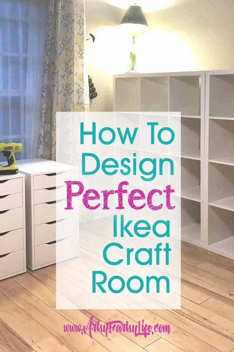 Ikea Art Storage Ideas, Hobby Rooms Ideas, Ikea Craft Room Hack, Ikea Craft Office, Craft Work Space Ideas, Craftroom Organizing Ideas Ikea, Craft Room Ikea Storage, Craft Room Remodel Ideas, Ikea Art Room Ideas