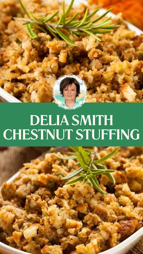 Delia Smith Chestnut Stuffing Chestnut Stuffing Recipes, Christmas Turkey Stuffing, Christmas Stuffing, Streaky Bacon, Bacon Turkey, Vegetarian Stuffing, Chestnut Stuffing, Chestnut Recipes, Christmas Roast