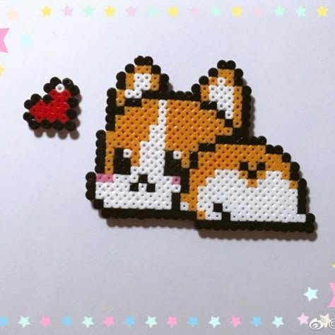 Corgi butt perler Hamma Beads Ideas, Easy Perler Bead Patterns, Easy Perler Beads Ideas, Hamma Beads, Perler Art, Hama Beads Design, Perler Bead Templates, Diy Perler Bead Crafts, Perler Crafts