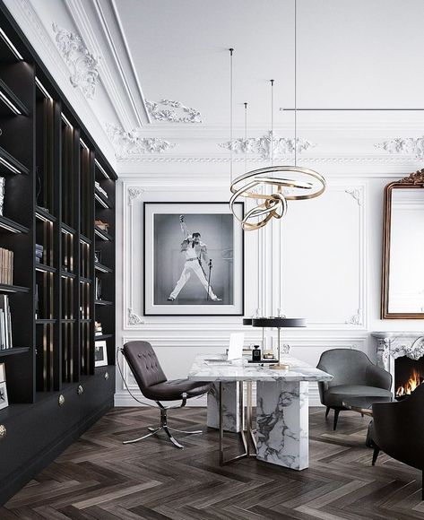 Grayson Luxury on Instagram: “Simple statements.⠀ @demirhangurman⠀ .⠀ .⠀ .⠀ .⠀ #mygraysonluxury #graysonluxury #beverlyhills #luxury #luxuryfurniture #furniture #home…” Classic Office Interior, Classic Office, Small Home Office, Modern Home Office, Classic Interior, Office Interior Design, Home Office Design, Neoclassical, New Classic