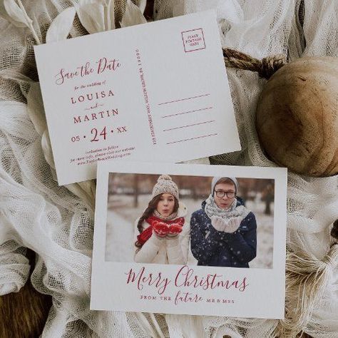 Save The Date Christmas Cards, Christmas Save The Date, Rustic Wedding Save The Dates, Whimsical Typography, Red And White Weddings, Christmas Calligraphy, Como Wedding, Date Photo, White Typography