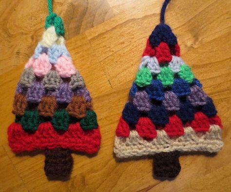 Granny Christmas Tree Ornament | My Recycled Bags.com Granny Christmas Tree Crochet Pattern Free, Crochet Granny Square Christmas Tree Free Pattern, Granny Square Christmas Tree Pattern, Granny Square Tree, Granny Christmas Tree, Granny Square Christmas Tree, Crismas Tree, Granny Christmas, Crochet Christmas Trees Pattern