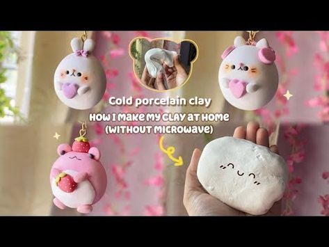 How I make DIY Air Dry CLAY at home (without microwave) 🎀Homemade cold porcelain clay - YouTube How To Make Clay At Home Air Dry, Air Dry Clay Recipe No Cook, How To Make Air Dry Clay At Home, How To Make Clay At Home, Make Clay At Home, Homemade Air Dry Clay, Clay At Home, Cold Porcelain Clay, Diy Air Dry Clay