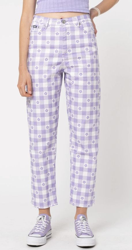 Retro Aesthetic Fashion, Purple Pants Outfit, Lilac Gingham, Gingham Outfit, Minga London, Chose Outfit, Checkered Pants, Purple Pants, Fashion Themes