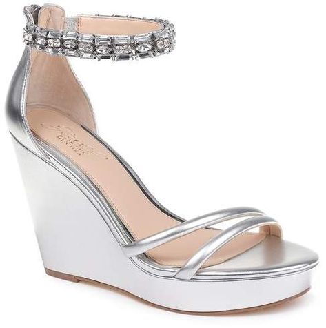 Silver Wedge Heels, Wedding Wedges, Silver Wedges, Women Wedges, Jewel Badgley Mischka, Sneakers Luxury, Cute Wedges, Lace Up Espadrilles, Heels Wedding