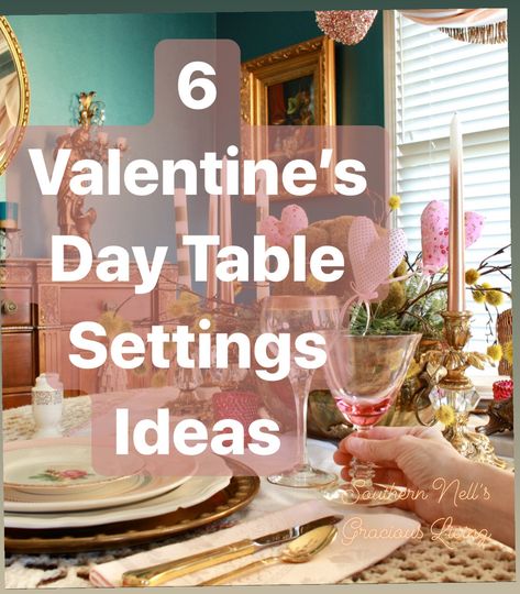 Shabby Chic Tablescape, Table Settings Ideas, Valentine Day Table Decorations, Diy Tablescapes, Pink Table Settings, Valentine Tablescape, Romantic Diy, Vintage Table Setting, Romantic Table Setting