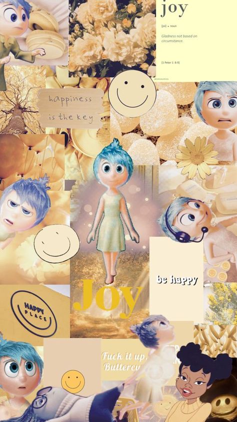 #insideout #joy be happy guys Joy Inside Out Aesthetic, Joy Inside Out, Movie Collage, Disney Princess Movies, Disney Animated Movies, Happy Guy, Disney Inside Out, Disney Collage, Simple Iphone Wallpaper