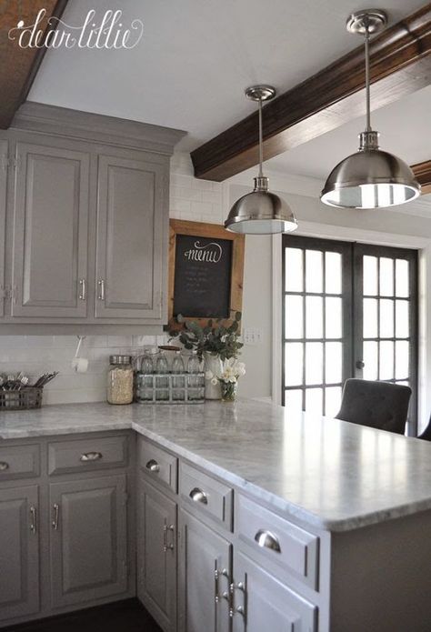 10  Fabulous Non-White Kitchen Makeovers Diy Kitchen Makeover Ideas, Kitchen Diy Makeover, Kabinet Dapur, Real Estat, Gray Cabinets, Farmhouse Kitchen Cabinets, Kitchen Cabinets Makeover, 아파트 인테리어, Grey Kitchen Cabinets