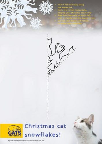 Cat Snowflake Template, Paper Snowflake Designs, Paper Snowflake Template, Snowflakes Paper, Snowflakes Diy, Diy Christmas Paper, Diy Christmas Snowflakes, Paper Snowflake Patterns, Paper Snowflakes Diy