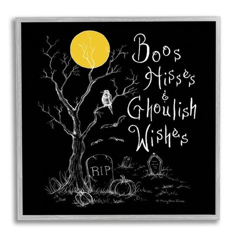 Stupell Spooky Dark Halloween Phrase Framed Giclee Art Design by Mary Ann June - Bed Bath & Beyond - 38383234 June Graphic, Halloween Chalkboard Art, Halloween Phrases, Dark Halloween, Halloween Wall Decor, Brown Home Decor, Wall Art Plaques, Mary Ann, Lithograph Print