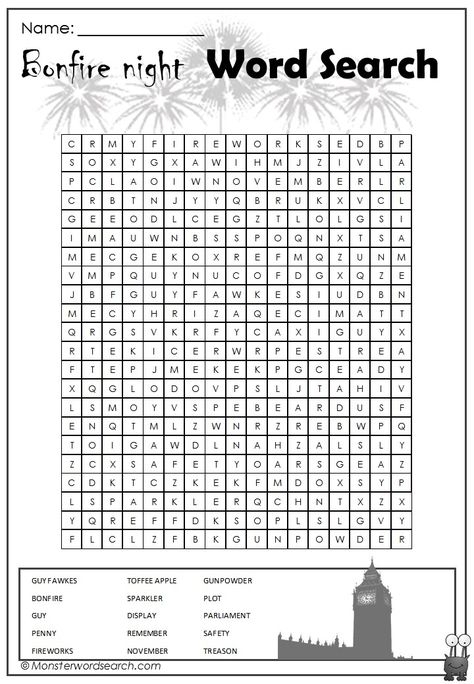 awesome Bonfire Night Word Search Bonfire Night Colouring Pages, Firework Activities, Bonfire Night Kids, Bonfire Night Guy Fawkes, Bonfire Night Activities, Bonfire Night Crafts, Night Guy, Firework Safety, Free Word Search Puzzles