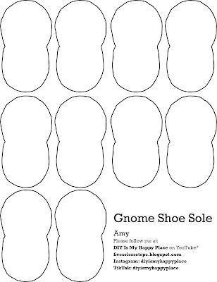 Gnome Shoes Diy Patterns Free, Free Gnome Patterns To Print, Gnome Shoes Diy, Gnome Shoe Patterns Free, Boot Pattern Template, How To Make Gnome Shoes Diy, Gnome Shoe Template, Doll Shoes Patterns Free, How To Make Gnome Shoes