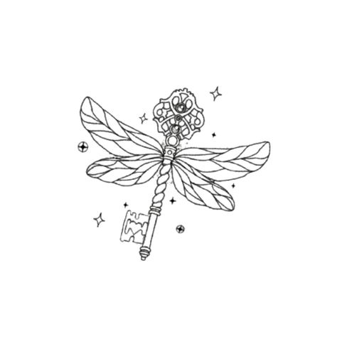 Dragonfly Key Tattoo, Key With Wings Tattoo, Coraline Key Tattoo, Coraline Dragonfly, Key With Wings, Coraline Key, Key Tattoo, Tattoo Aesthetic, Wings Tattoo