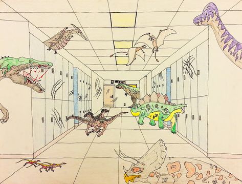 High School Perspective Art Lessons, Perspective Art Projects, Surrealism Art Projects, Perspective Artists, Unusual Perspective, Perspective Lessons, High School Art Projects, 8th Grade Art, Perspective Art