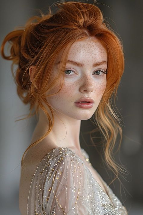 Copper Peach Hair, Peach Hair Color, Peach Hair Colors, Textured Pixie, High Updo, Updos For Long Hair, Edgy Pixie Cuts, Romantic Curls, Peach Hair