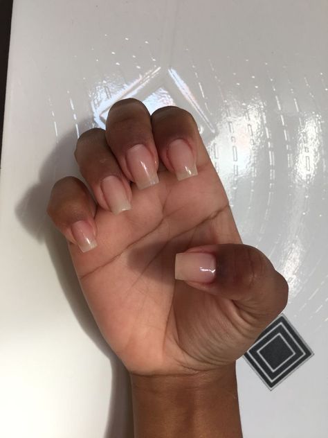 Clear Nail Overlay, Nails For Nurses Natural, Short Nurse Nails, Short Acrylic Overlay Nails, Nurse Nails Natural, Short Natural Nails Acrylic, Nails For Nurses, Square Natural Nails, Natural Square Nails