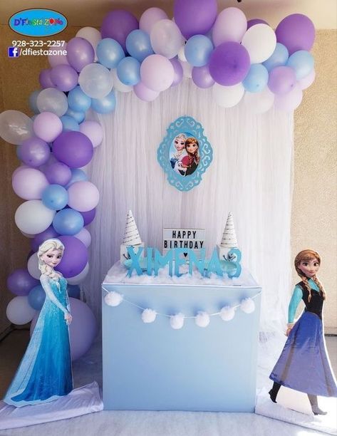 Impresionantes decoraciones para Fiesta de Cumpleaños de Frozen Elsa Anna Theme Birthday Party, Elsa Decorations Party, Frozen Birthday Balloons, Frozen Theme Decorations, Elsa Decorations Frozen Theme, Frozen Themed Birthday Party Decoration, Fiesta De Frozen Decoration Ideas, Frozen Birthday Decor, Frozen Balloon Garland