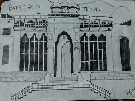 #badrinathtemple #badrinathdham Badrinath Temple Sketch, Temple Sketch, Badrinath Temple, Temple, Sketch, Male Sketch