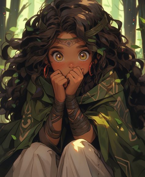 Circle Of Wildfire Druid Dnd, Forest People Fantasy Art, Green Eyes Character Art, Forest Gnome Dnd Female Druid, Gnome Druid Female, Halfling Druid Female, Gnome Female Dnd, Female Gnome Dnd, Forest Gnome Druid