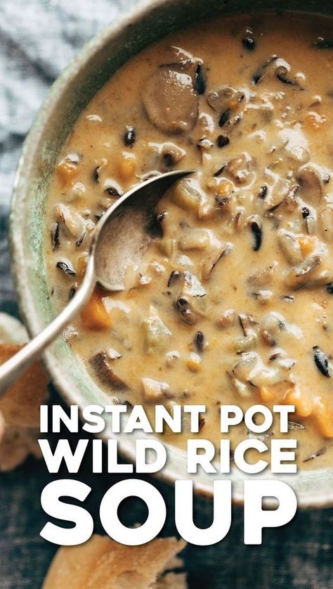 Instant Pot Wild Rice Soup, Instant Pot Wild Rice, Mushroom Wild Rice Soup, Mushroom Wild Rice, Pinch Of Yum, Soup Healthy, Instant Pot Soup Recipes, Recipes Soup, Instant Pot Soup