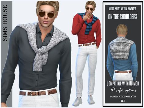 Sims 4 Preppy Cc Male, Sims 4 Old Money Cc, Sims 4 Male Clothes, Preppy Wardrobe, Male Sweaters, Clothes Cc, Womens Denim Vest, Money Clothes, Cute Blazers