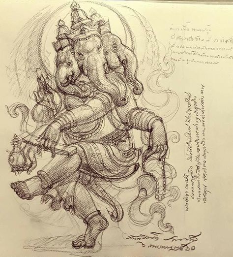 Indian Gods Sketch, Hindu God Sketch, Lord Ganesha Art, Ganesh Drawing, Ganpati Drawing, Ganesha Sketch, Ink Tattoo Design, Red Tattoo Ideas, Red Ink Tattoo